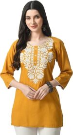 Short Chikankari Kurtis for Girls, Lakhnawi Tunic Top Kurta Design for Ladies, Woman Ethnic Kurthi - Image 2
