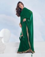 Women's Georgette Lace Saree With Unstitched Blouse Piece - Image 6
