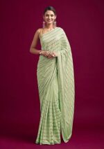 Women's Silk Paper Mirror Work Embroidery Saree - Image 6