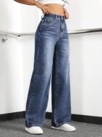 Straight Jeans for Women,High Waisted Wide Loose Stretchy - Image 4