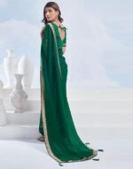 Women's Georgette Lace Saree With Unstitched Blouse Piece - Image 7