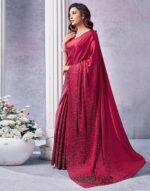Women's Satin Silk Hot Fixing Saree with Unstitched Blouse Piece - Image 6