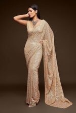 Women's Heavy Georgette Sequins Work Heavy Saree with Blouse - Image 3