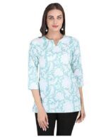Traditional Cotton Print Kurta Office Short Kurti Tops Tunics for Women