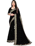 Saree for Women Georgette Embroidery Saree with Unstitched Blouse Piece - Image 9
