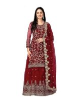 Women's Mono Net Kurta Lehenga Suit Set Indian Ethnic Wear