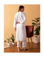 Hand Embroidered Chikankari Women's Straight Cotton Kurta Kurtis - Image 2