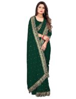 Saree for Women Georgette Embroidery Saree with Unstitched Blouse Piece - Image 2