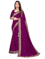 Saree for Women Georgette Embroidery Saree with Unstitched Blouse Piece