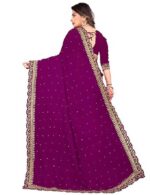 Saree for Women Georgette Embroidery Saree with Unstitched Blouse Piece - Image 4