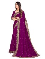 Saree for Women Georgette Embroidery Saree with Unstitched Blouse Piece - Image 2