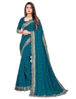 Saree for Women Georgette Embroidery Saree with Unstitched Blouse Piece - Image 5