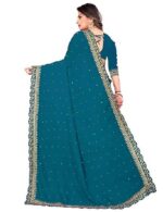Saree for Women Georgette Embroidery Saree with Unstitched Blouse Piece - Image 4