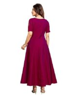 Silk Embroidery Anarkali Kurti, Short Sleeve Kurti for Woman - Image 3