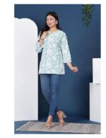 Traditional Cotton Print Kurta Office Short Kurti Tops Tunics for Women - Image 3