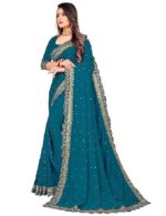 Saree for Women Georgette Embroidery Saree with Unstitched Blouse Piece