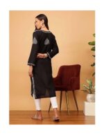 Hand Embroidered Chikankari Women's Straight Cotton Kurta Kurtis - Image 2
