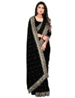 Saree for Women Georgette Embroidery Saree with Unstitched Blouse Piece - Image 7
