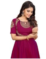 Silk Embroidery Anarkali Kurti, Short Sleeve Kurti for Woman - Image 2