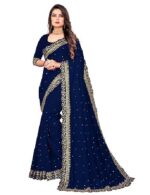 Saree for Women Georgette Embroidery Saree with Unstitched Blouse Piece - Image 5