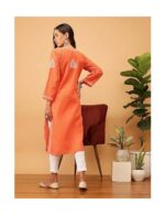 Hand Embroidered Chikankari Women's Straight Cotton Kurta Kurtis - Image 2