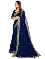 Saree for Women Georgette Embroidery Saree with Unstitched Blouse Piece